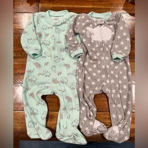 Gender neutral fleece footed pajamas
